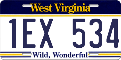 WV license plate 1EX534