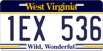 WV license plate 1EX536
