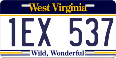 WV license plate 1EX537