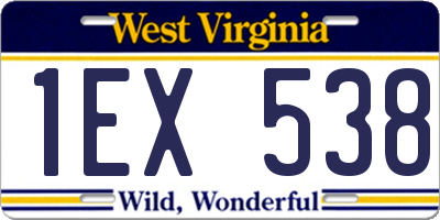 WV license plate 1EX538