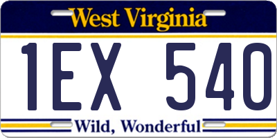 WV license plate 1EX540