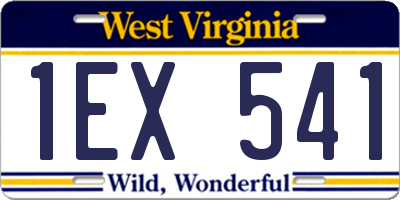 WV license plate 1EX541