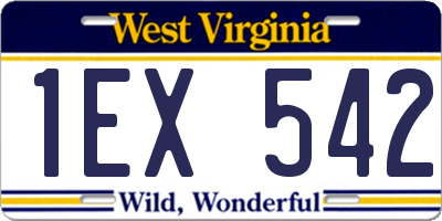 WV license plate 1EX542