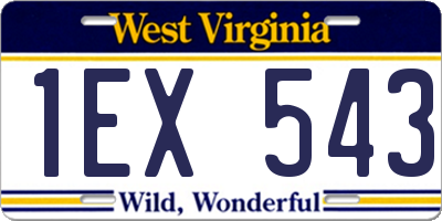 WV license plate 1EX543