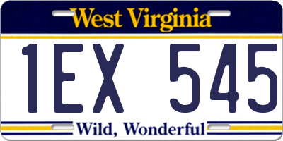 WV license plate 1EX545