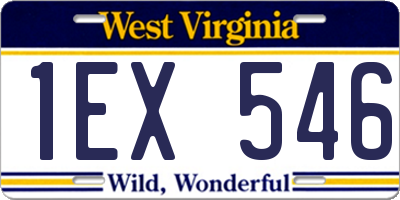 WV license plate 1EX546