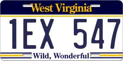 WV license plate 1EX547