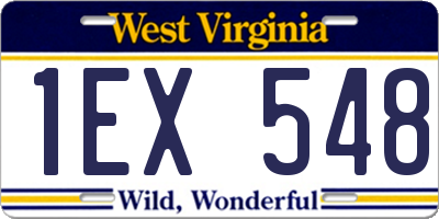 WV license plate 1EX548