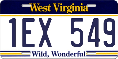 WV license plate 1EX549