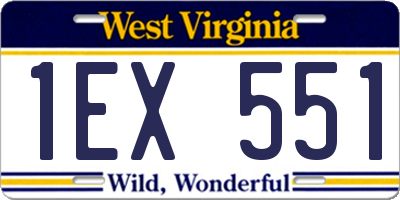WV license plate 1EX551