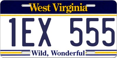 WV license plate 1EX555