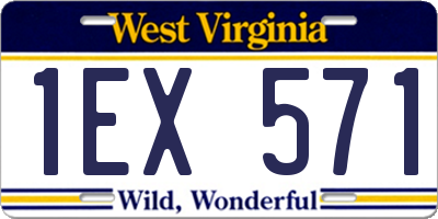 WV license plate 1EX571