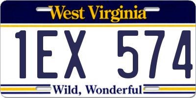 WV license plate 1EX574