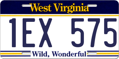 WV license plate 1EX575