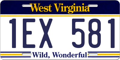 WV license plate 1EX581