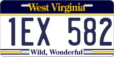 WV license plate 1EX582