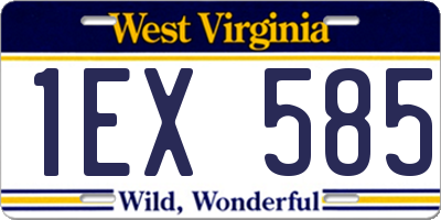 WV license plate 1EX585