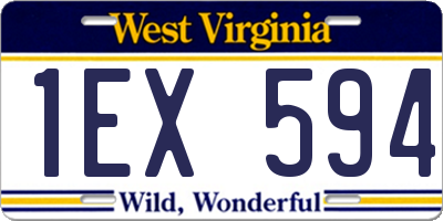 WV license plate 1EX594