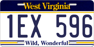 WV license plate 1EX596