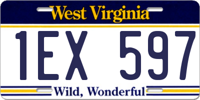 WV license plate 1EX597