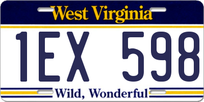 WV license plate 1EX598