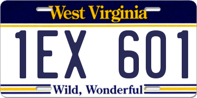 WV license plate 1EX601