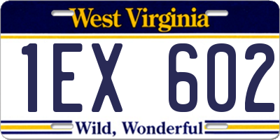 WV license plate 1EX602