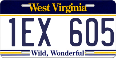 WV license plate 1EX605