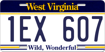 WV license plate 1EX607
