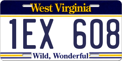 WV license plate 1EX608