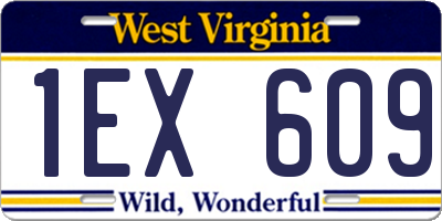 WV license plate 1EX609