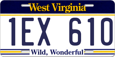 WV license plate 1EX610