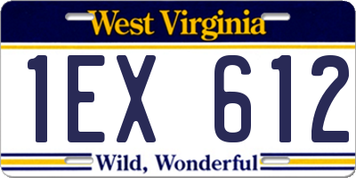 WV license plate 1EX612