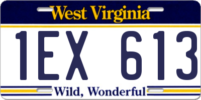 WV license plate 1EX613