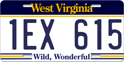 WV license plate 1EX615