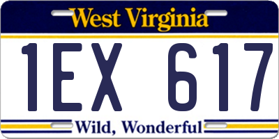 WV license plate 1EX617