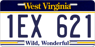 WV license plate 1EX621