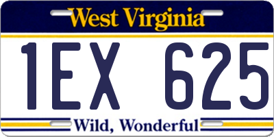 WV license plate 1EX625