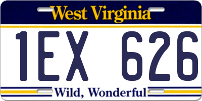 WV license plate 1EX626