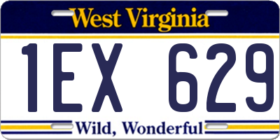 WV license plate 1EX629