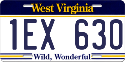 WV license plate 1EX630