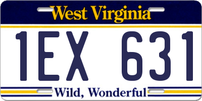 WV license plate 1EX631