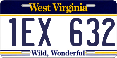 WV license plate 1EX632