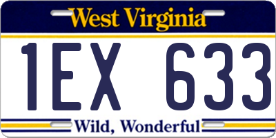 WV license plate 1EX633