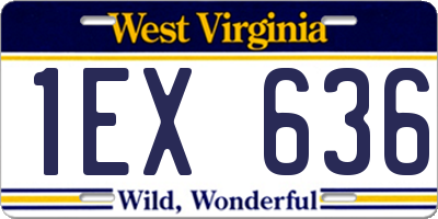 WV license plate 1EX636