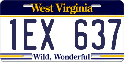 WV license plate 1EX637
