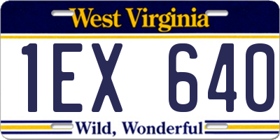 WV license plate 1EX640