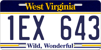WV license plate 1EX643