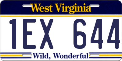 WV license plate 1EX644
