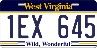 WV license plate 1EX645